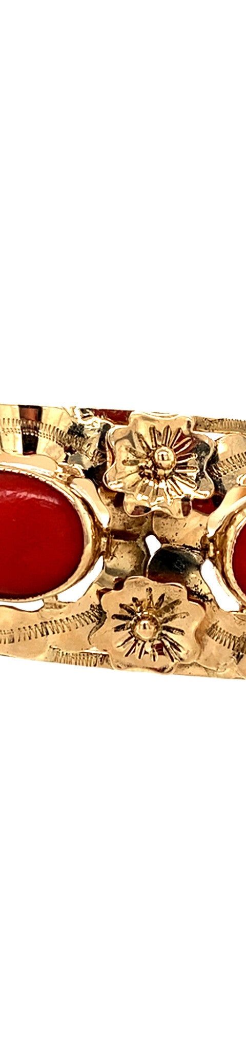 Vintage 14K Gold Bangle with Red Coral